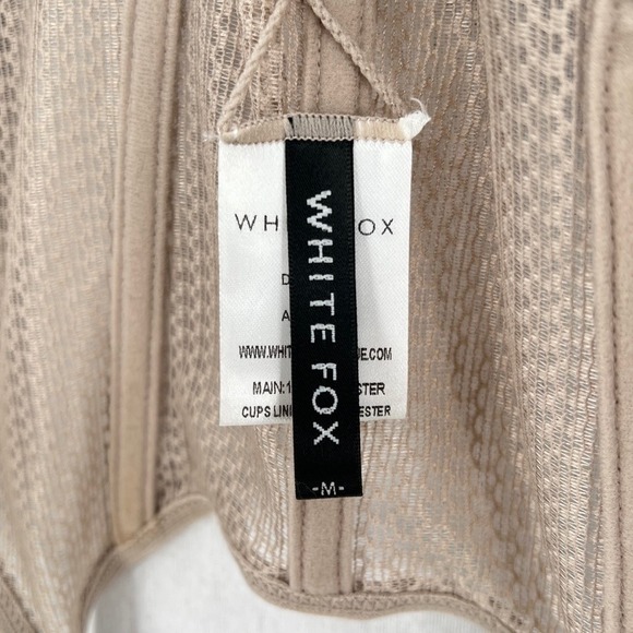 WHITE FOX Boutique Mesh Enlighten Me Bustier Top Medium Taupe Tan Corset Tank - Picture 12 of 16